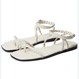 NEW Marc Fisher LTD Nalica White leather ankle wrap sandals women size 6.5